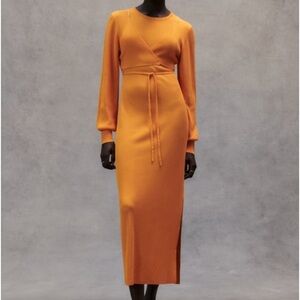 Zara orange knit midi